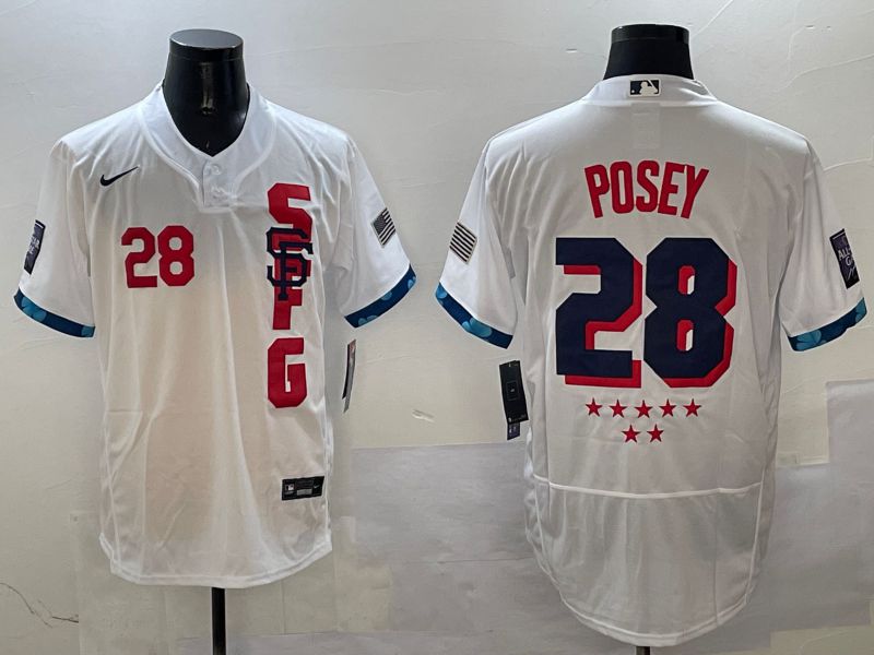 Men San Francisco Giants #28 Posey White All star Elite 2025 Nike MLB Jersey style 4